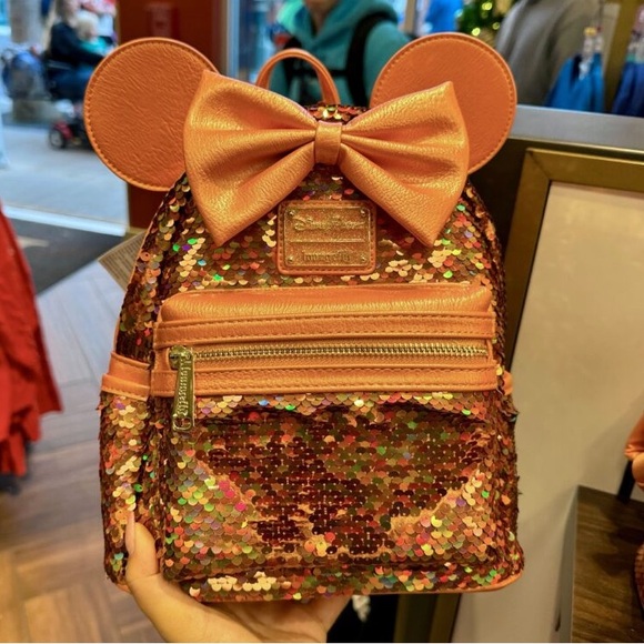 Minnie Mouse Sequined Loungefly Mini Backpack – Peach Punch